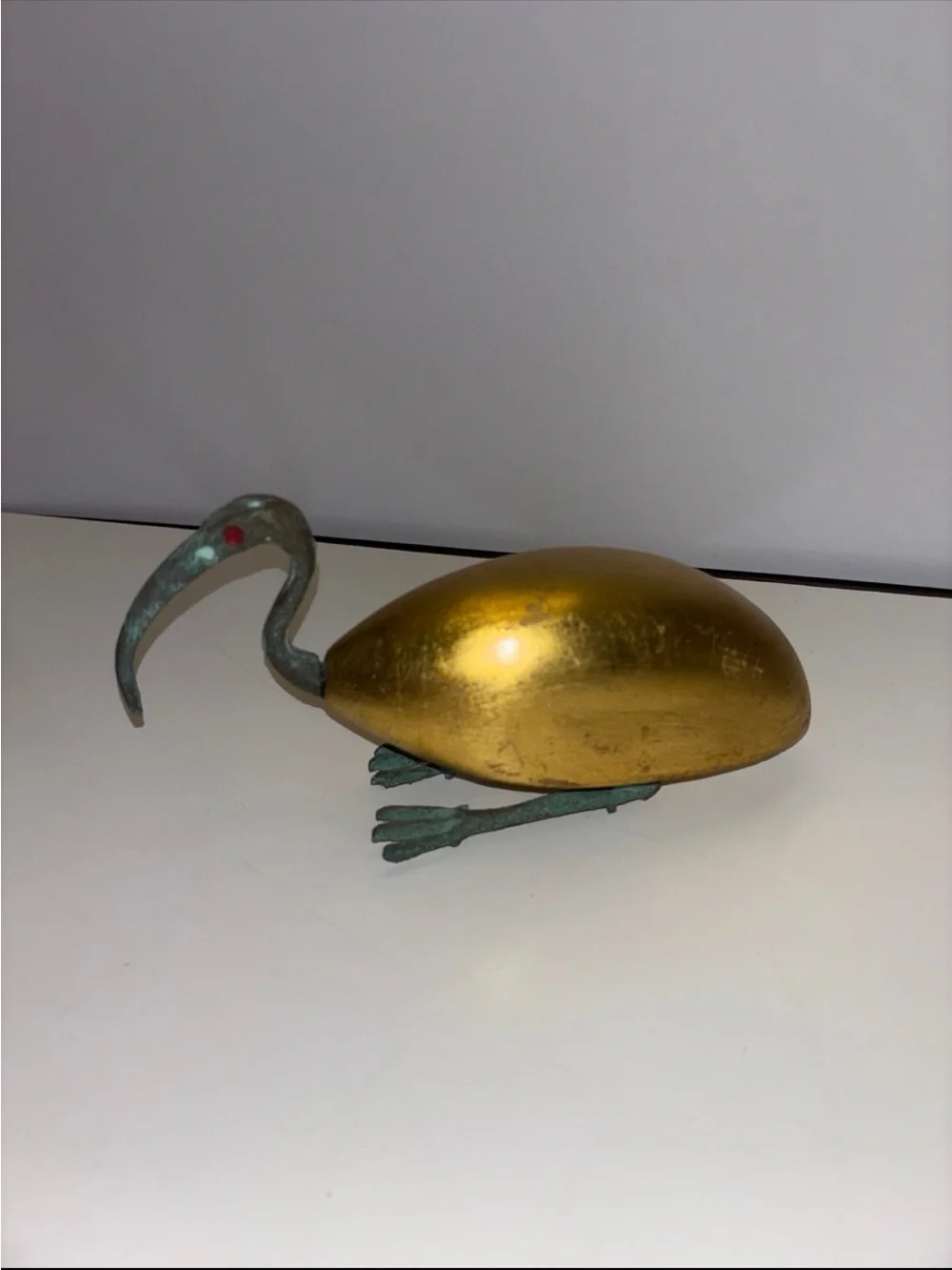 Copper  sacred ibis sculpture, a traditional symbol of the Egyptian god Thoth